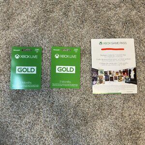 Xbox Live Gold 3 Month Code Microsoft 6 Months Total Set of 2 NEW UNUSED